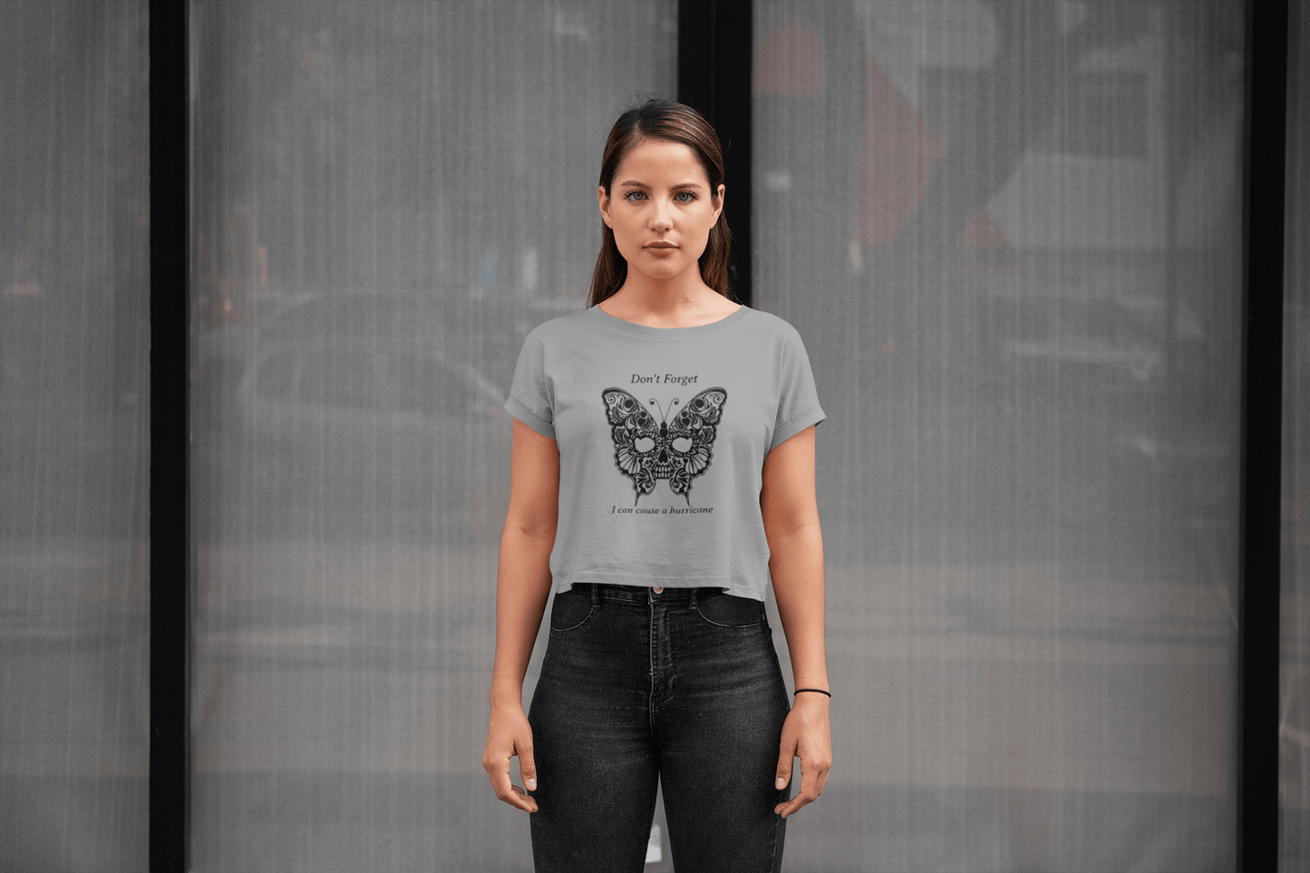 Fx2 Womens Raw Hem Cropped Top--Angry Butterfly