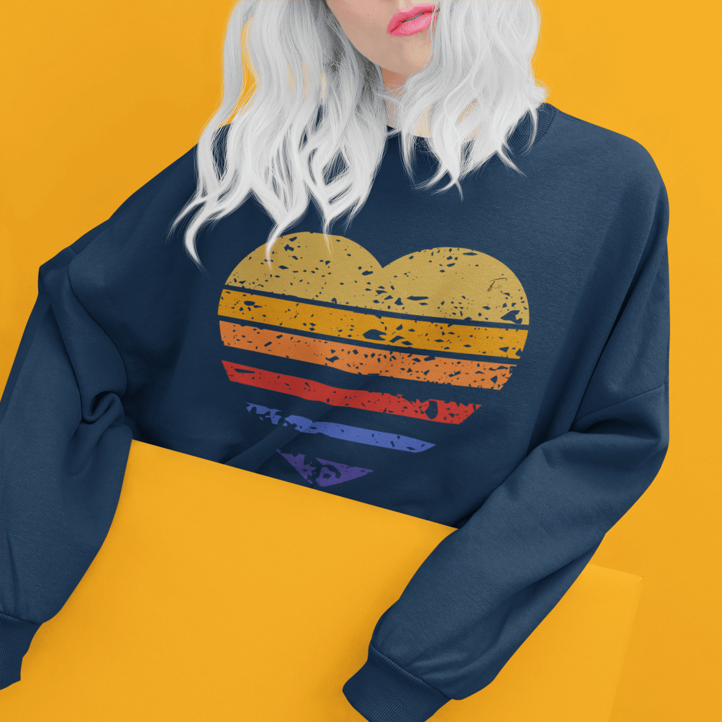 Retro Heart Cropped Sweatshirt- Raw Hem